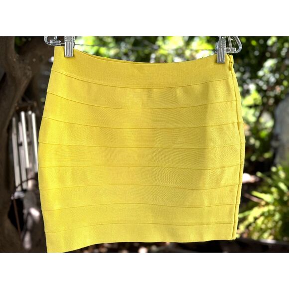 NWOT Hervé Léger x Forever 21 Lemon Yellow Fitted Bandage Mini Skirt Size XXL - Picture 7 of 8